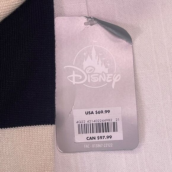 Disney Black Cream Striped Knit Retro Minnie Mouse Cardigan Size Medium NWT - Picture 3 of 11